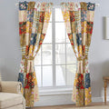 Patchwork Window Curtains 100% Cotton Khaki Red - Rustic Style