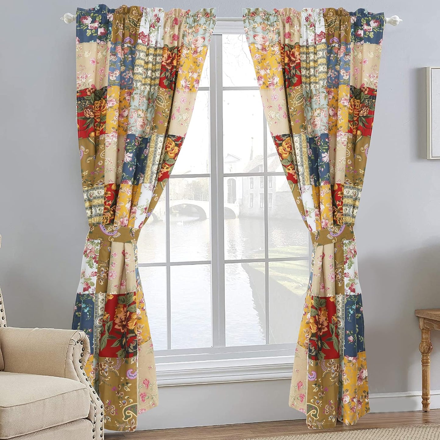 Cozy Line Home Fashions 100% Cotton Patchwork Window Curtains