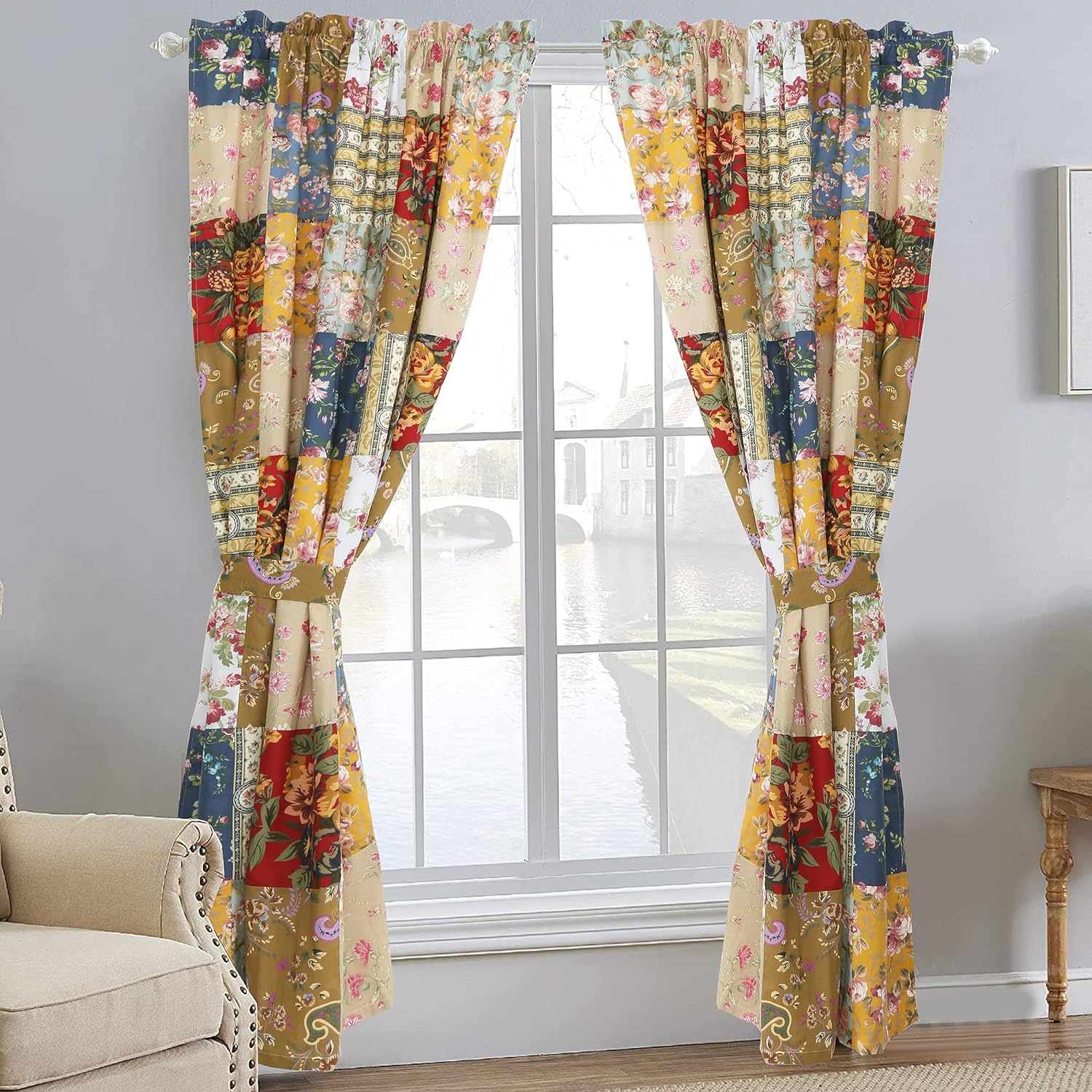 Cozy Line Home Fashions 100% Cotton Patchwork Window Curtains