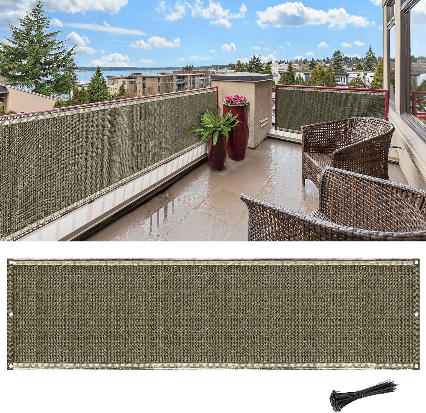 SUMORISE Balcony Privacy Screen: UV Protection & Wind Block