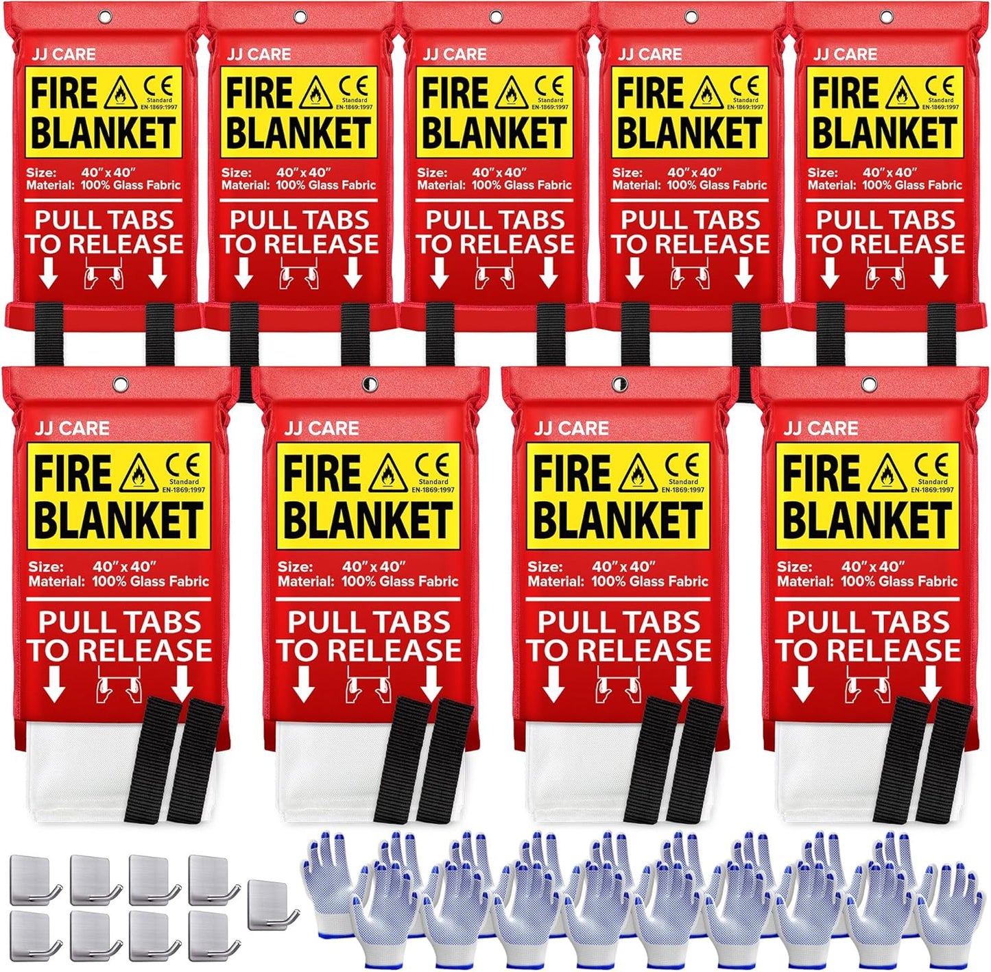 JJ CARE Fire Blanket Set for Home and Kitchen Safety Essentials
