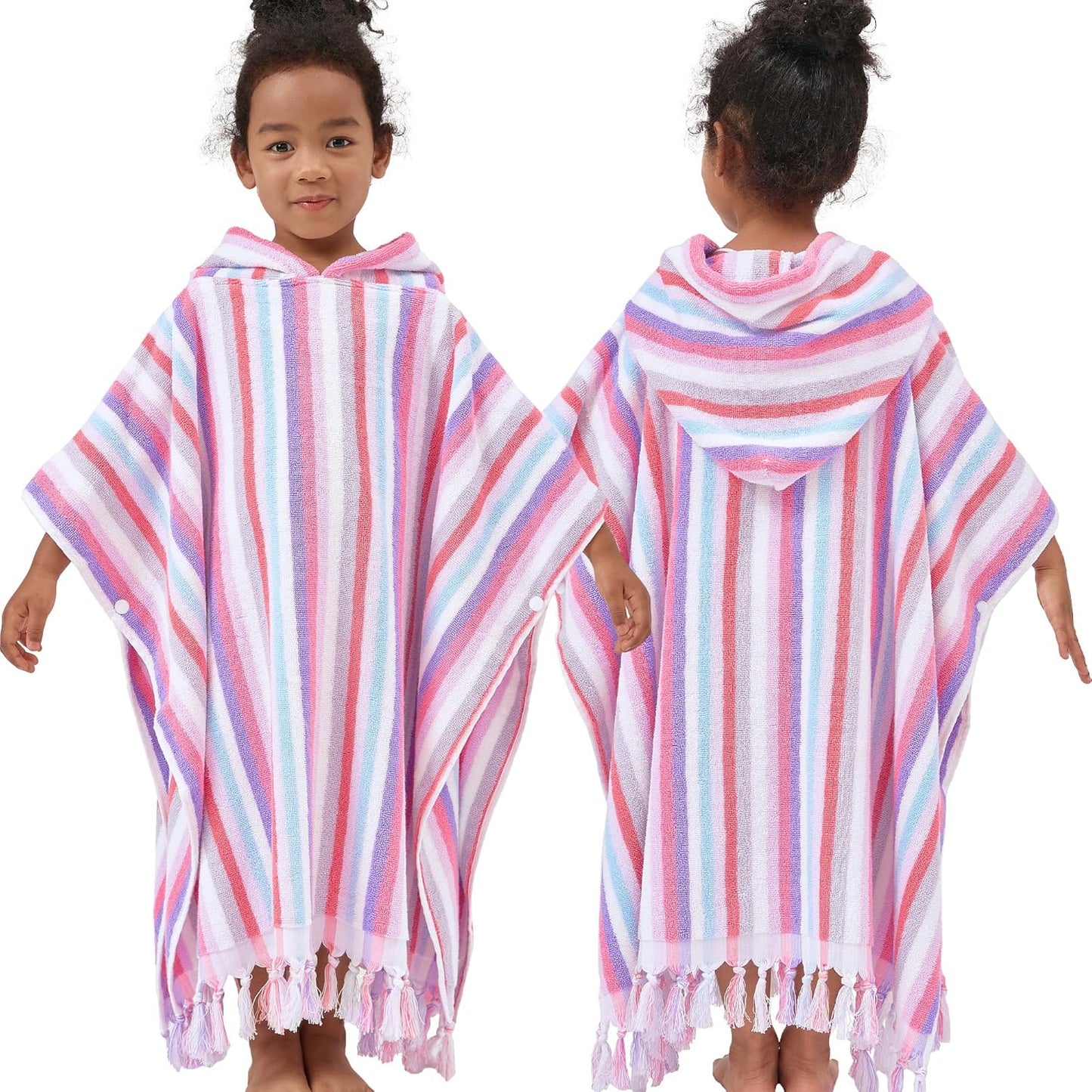 Hooded Bath Towel Poncho for Kids - Soft Turkish Cotton Robe