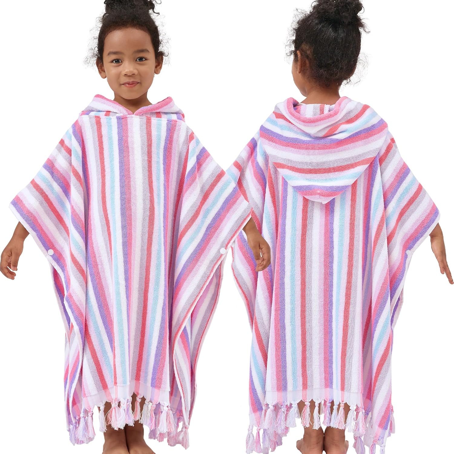 Hooded Bath Towel Poncho for Kids - Soft Turkish Cotton Robe