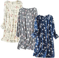 3 Pack Women's Long Sleeve Nightgown Cotton Sleep Shirts - Cozy Fit