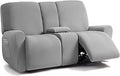 Jacquard Reclining Loveseat Slipcover with Middle Console - Light Grey