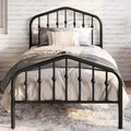 Twin Size Metal Platform Bed Frame with Victorian Headboard - Silent