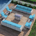16-Piece Outdoor Patio Furniture Set with Rocking Swivel Chair - Fire
