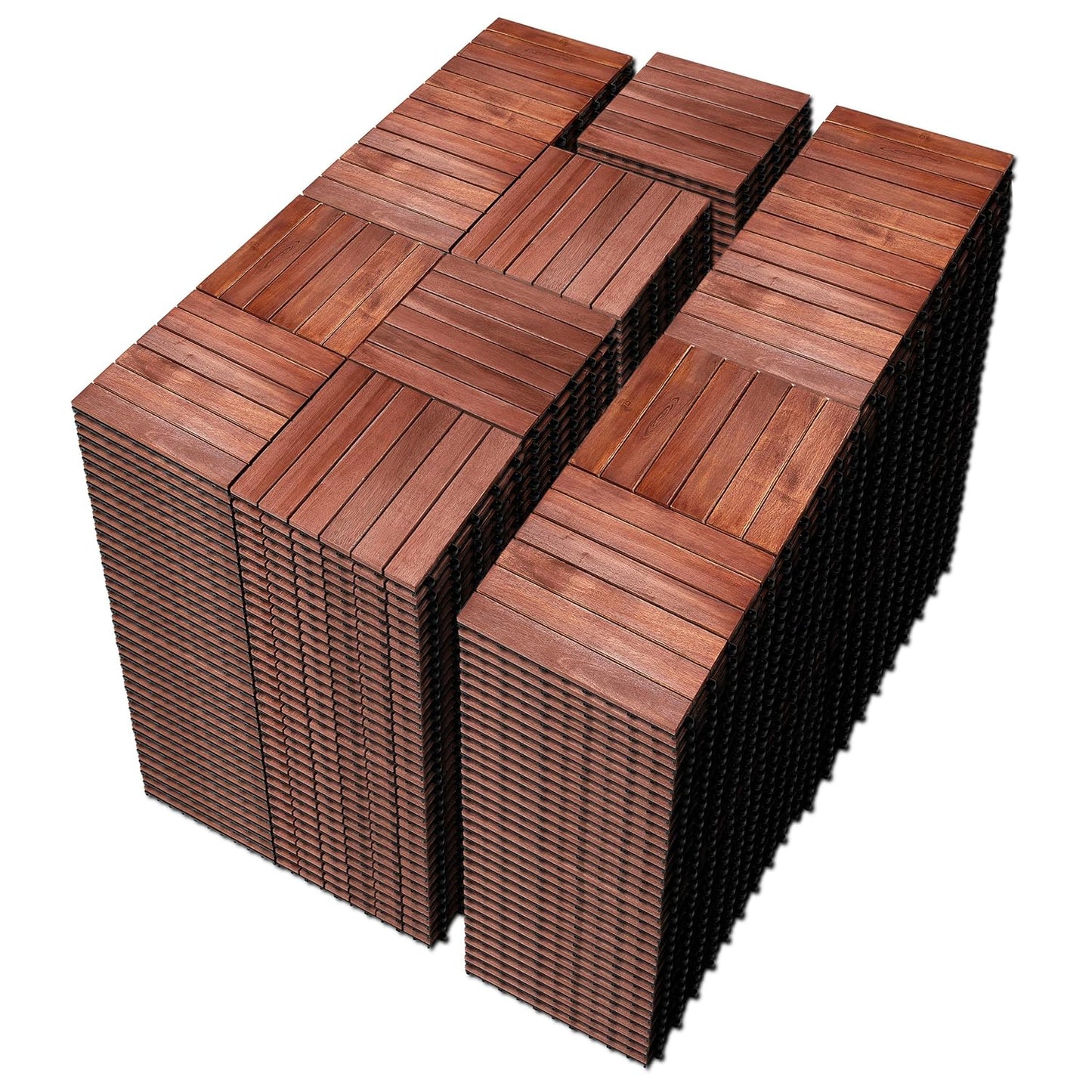 PrimeZone 432 PCS Acacia Wood Interlocking Patio Deck Tiles