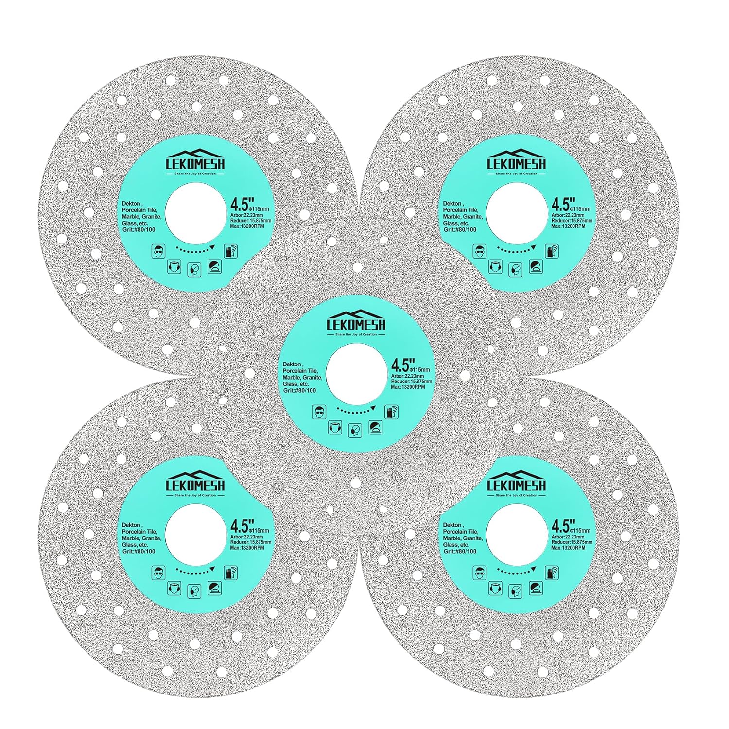 LEKOMESH 4.5 Diamond Grinding Disc Set - Cut Rock, Tile, Marble