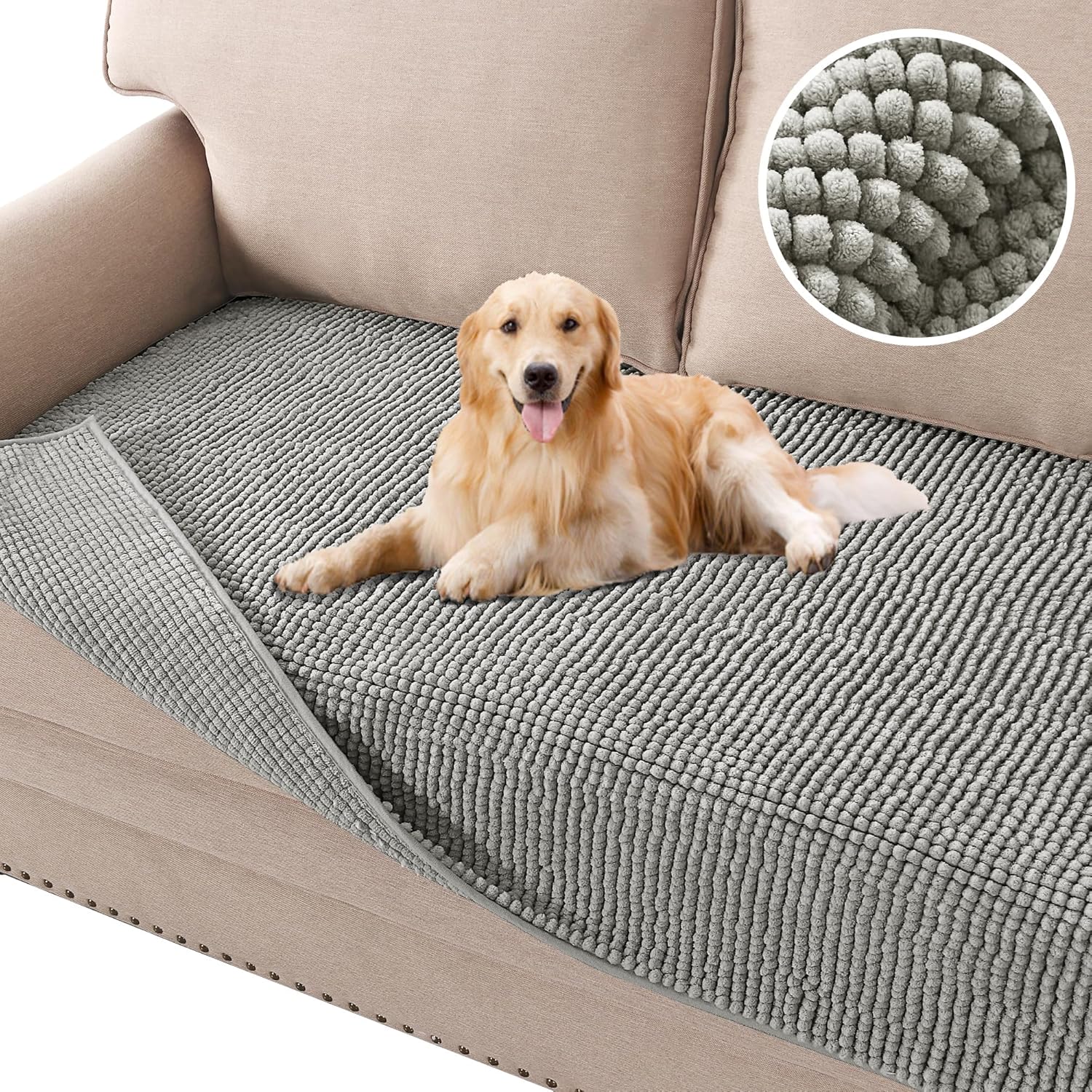 H.VERSAILTEX Plush Chenille Dog Bed Cover for Loveseat Couch