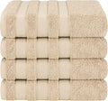 Beige 4 Piece Cotton Bath Towels - 600 GSM Soft Absorbent Set