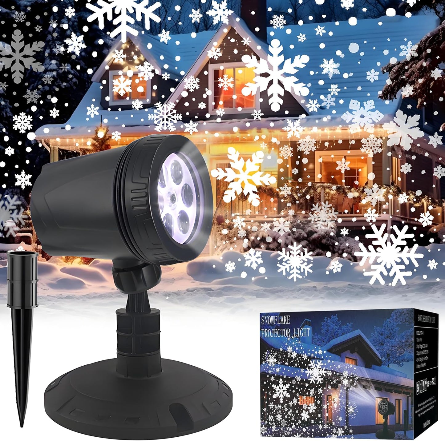 Dynamic Snowflake Christmas Projector - Festive Outdoor LED Lights
