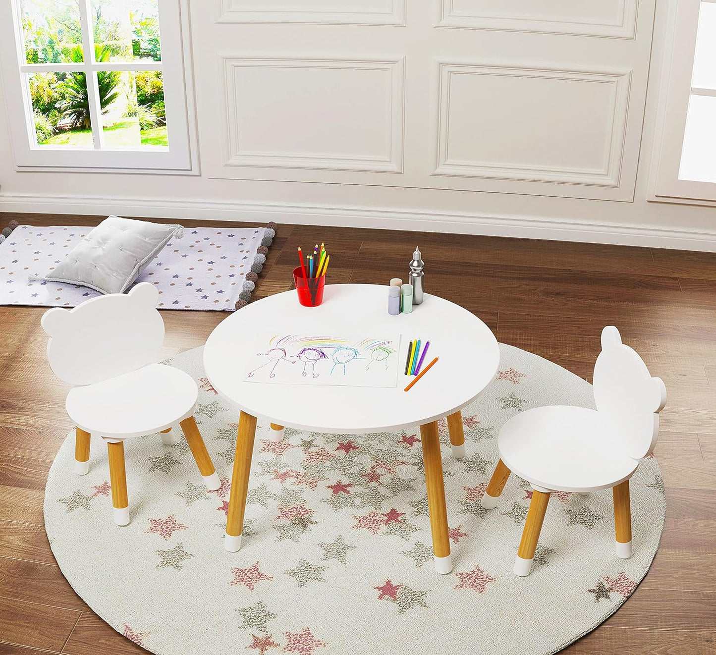 UTEX Kids Wood Table and Chair Set for Playtime Fun