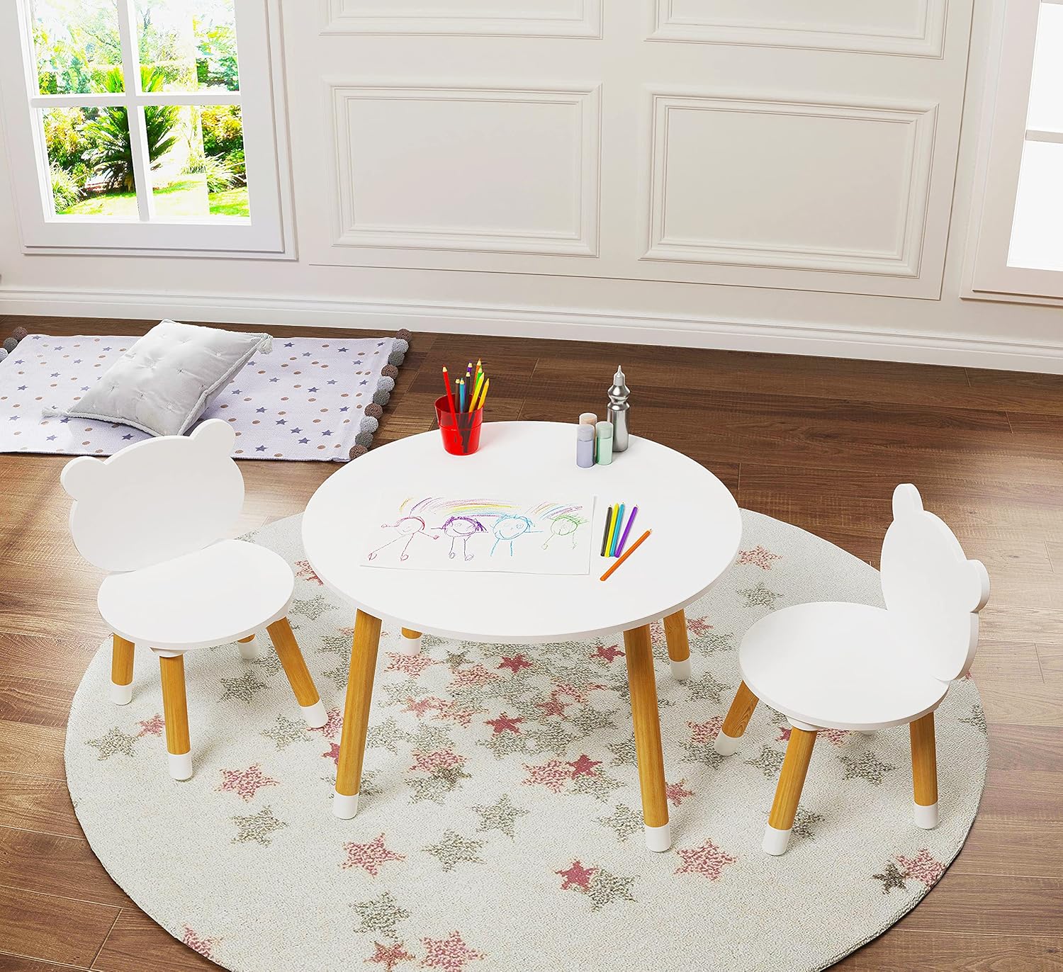 UTEX Kids Wood Table and Chair Set for Playtime Fun