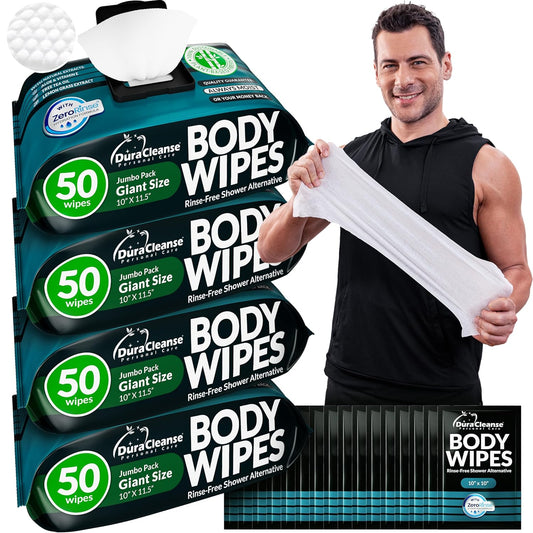 After Gym Body Wipes for Men - No Rinse Shower Wipes 200 XL