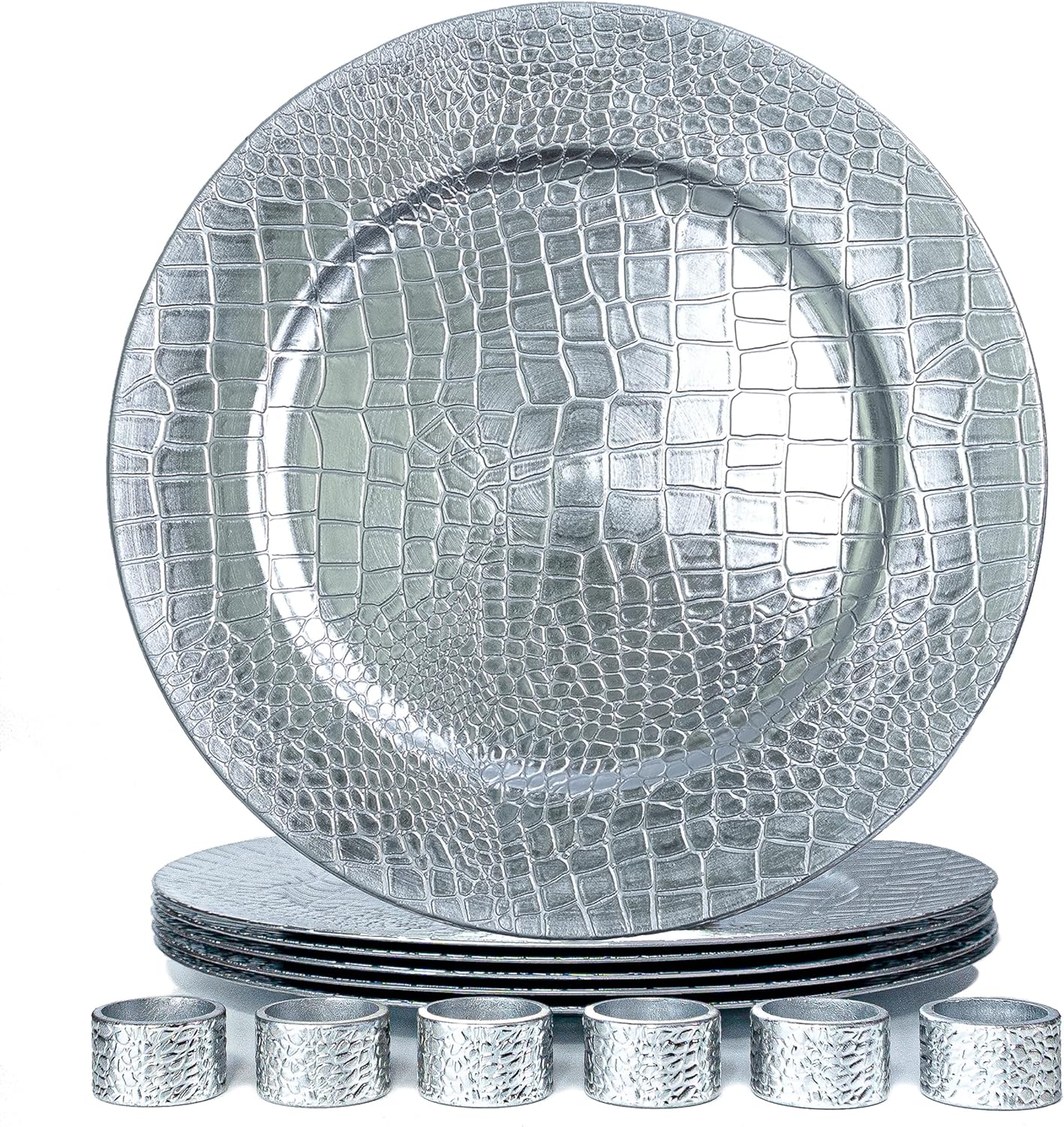 Elegant Crocodile Charger Plates Set