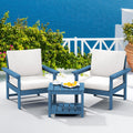 Blue Frame with Khaki Cushion Patio Sofa Set - 3-Piece Sectional