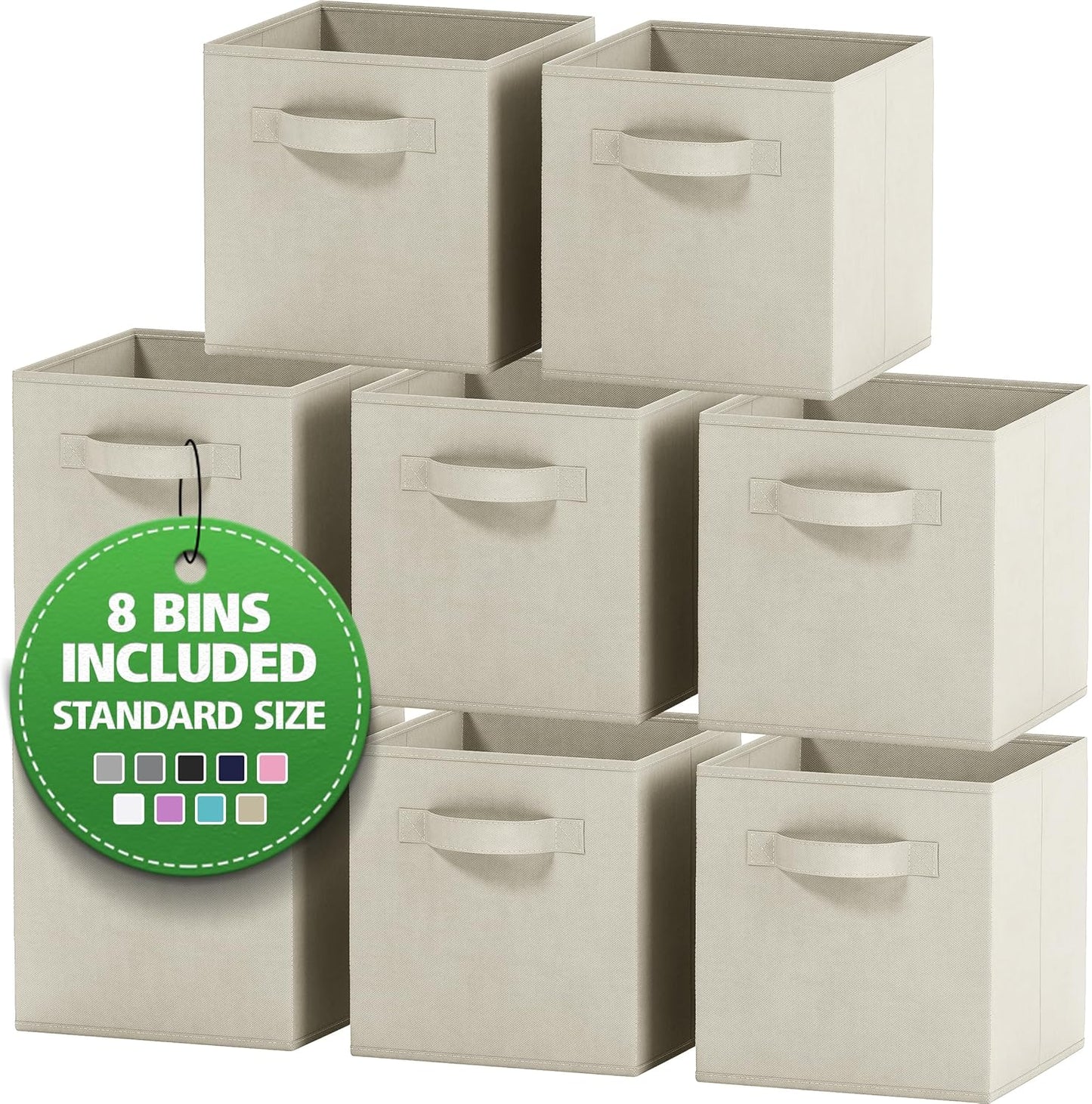 Set of 8 Foldable Fabric Storage Cube Bins for Organizing