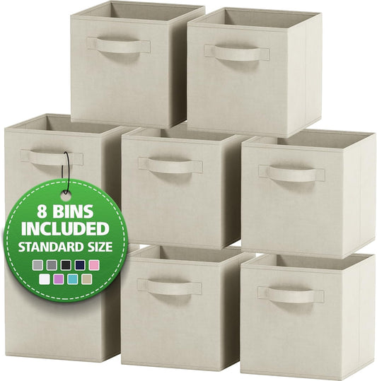 Set of 8 Foldable Fabric Storage Cube Bins for Organizing