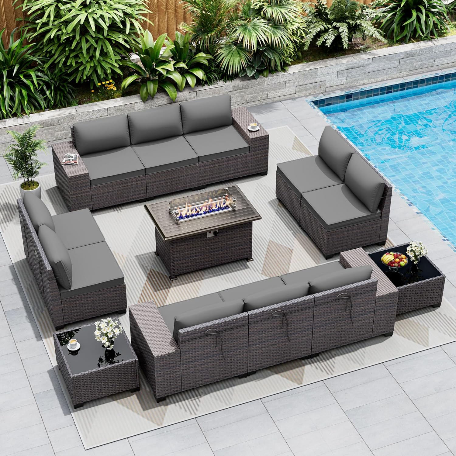 Outdoor Patio Furniture Set with Fire Pit Table for Comfort