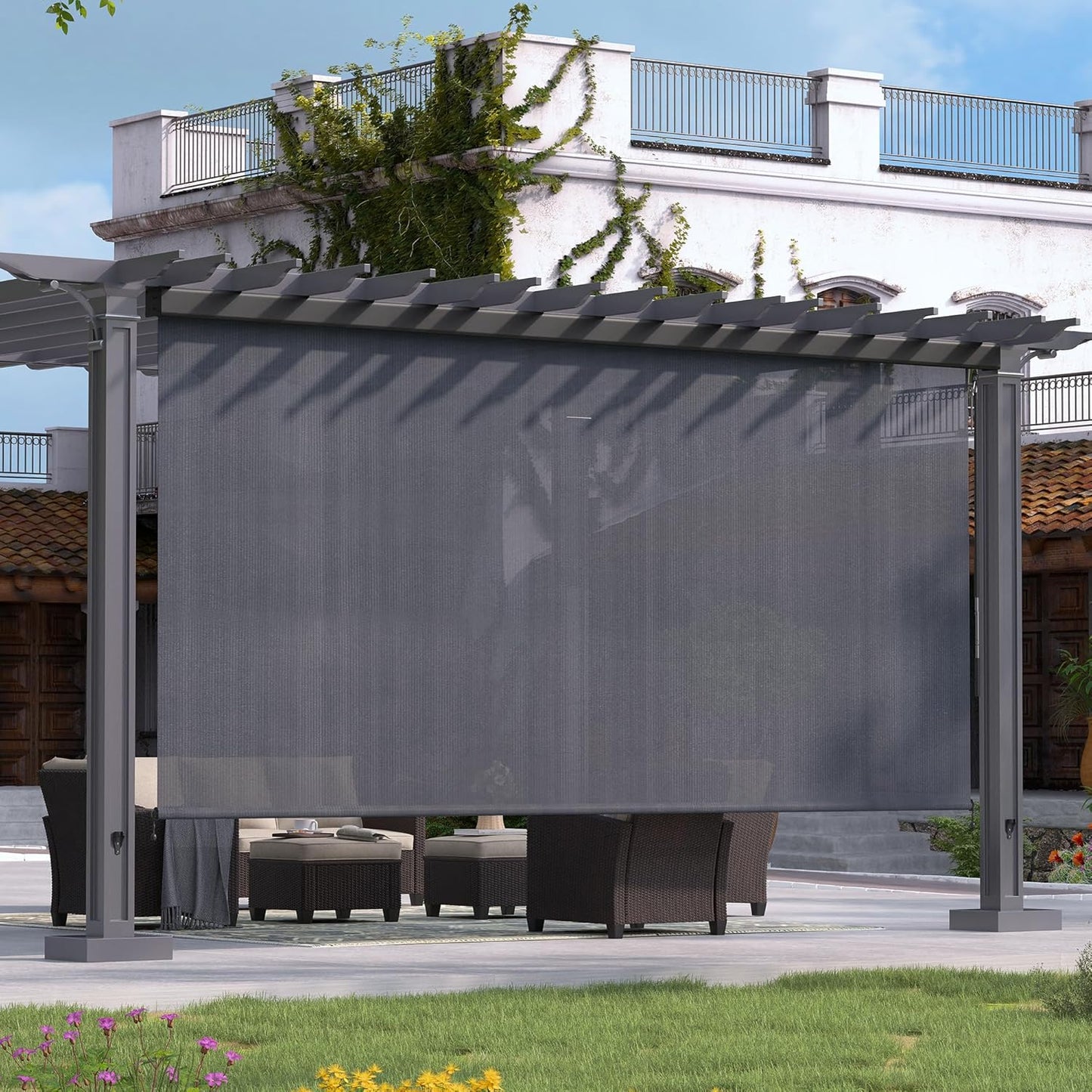 VICLLAX Outdoor Premium Roller Shade for Porch and Patio