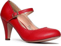 Honey Heels for Women Round Toe Scalloped Edge Mary Jane Pumps