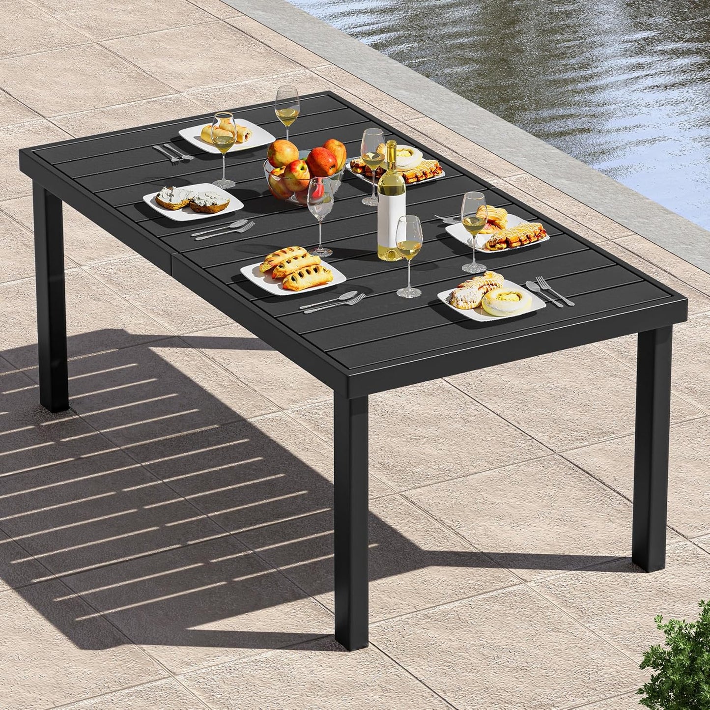 YITAHOME Aluminum Patio Dining Table for 6, 55in Outdoor Use