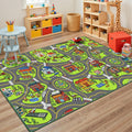 Kids Car Rug Road Playmat 100x60 in - Non Slip Educational City Map