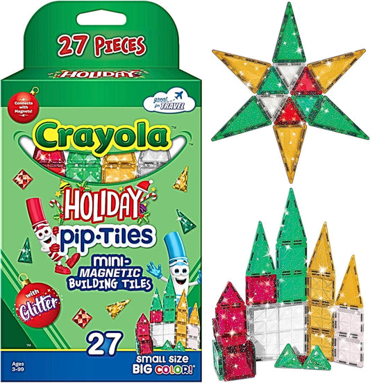 CreateOn Crayola Holiday Glitter Mini PIP Magnetic Tiles Set