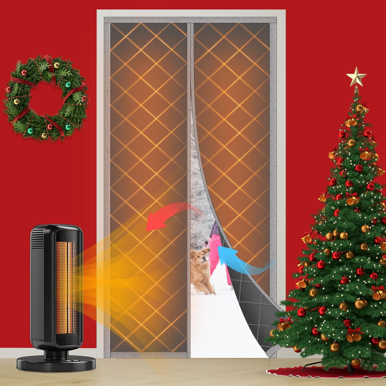 TORRAMI Magnetic Thermal Insulated Door Curtain for Year-Round Use