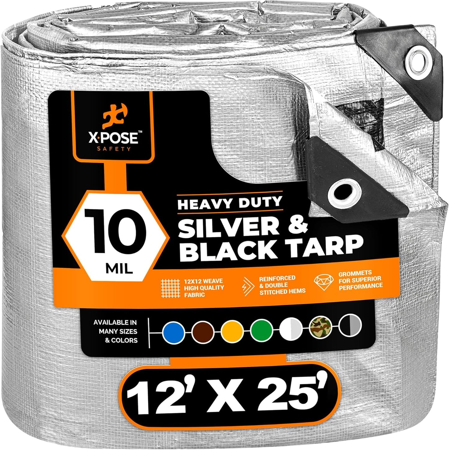 Heavy Duty Poly Tarp 12ft x 25ft Waterproof UV Blocking Cover