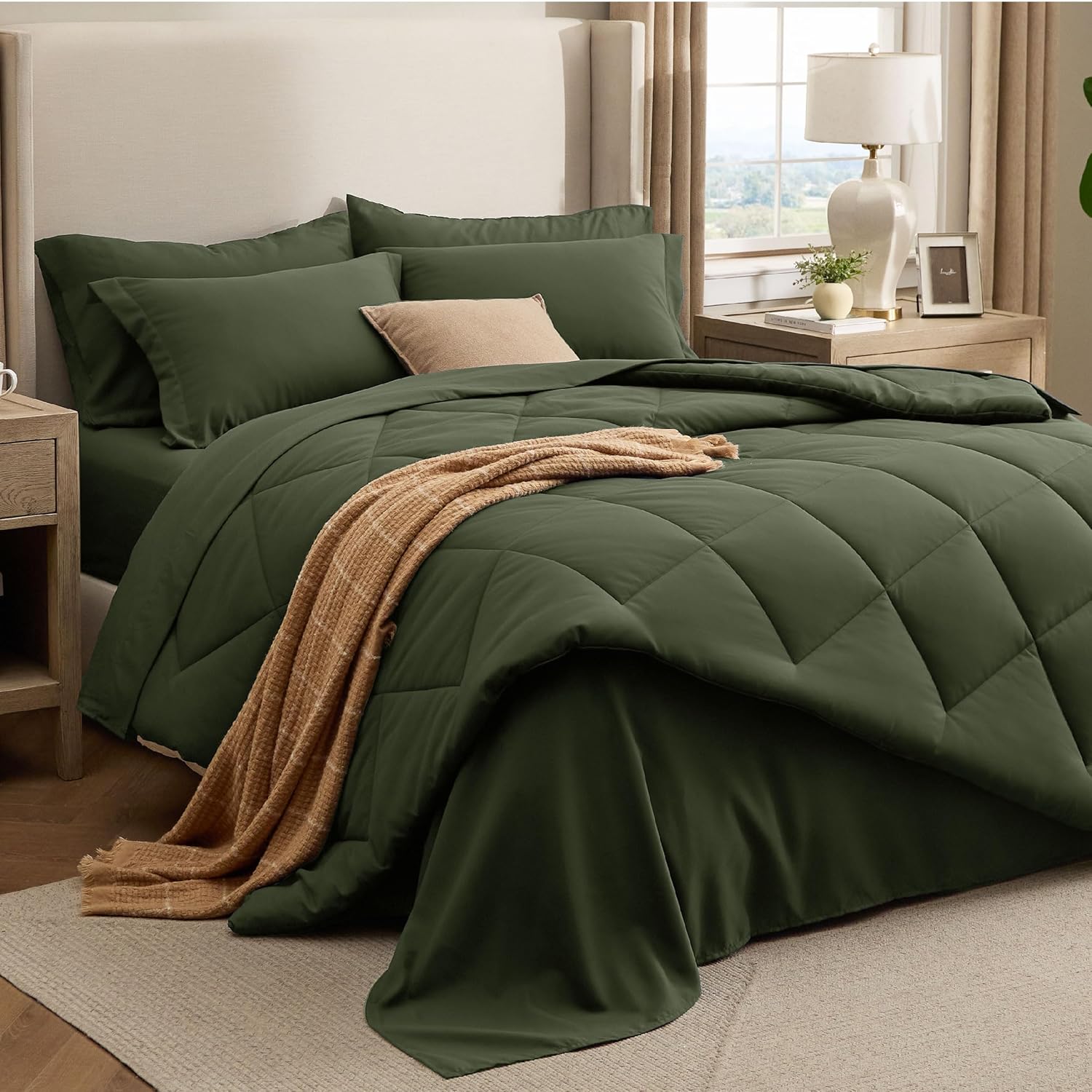 Bedsure 7 Pieces Queen Comforter Set for Luxurious Comfort