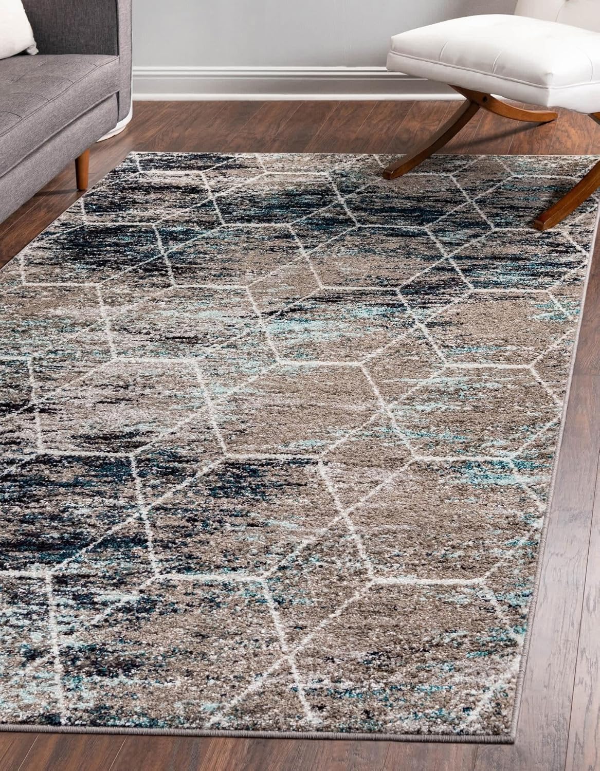 Unique Loom Trellis Frieze Collection Area Rug - Geometric Design