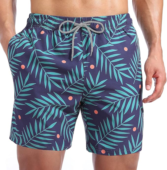 Biwisy Mens Swim Trunks Quick Dry Beach Shorts with Pockets