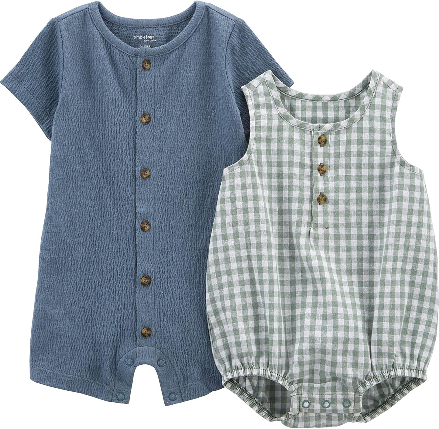 Carter's Baby-Boys 2 Pack Button Rompers - Easy Dressing!