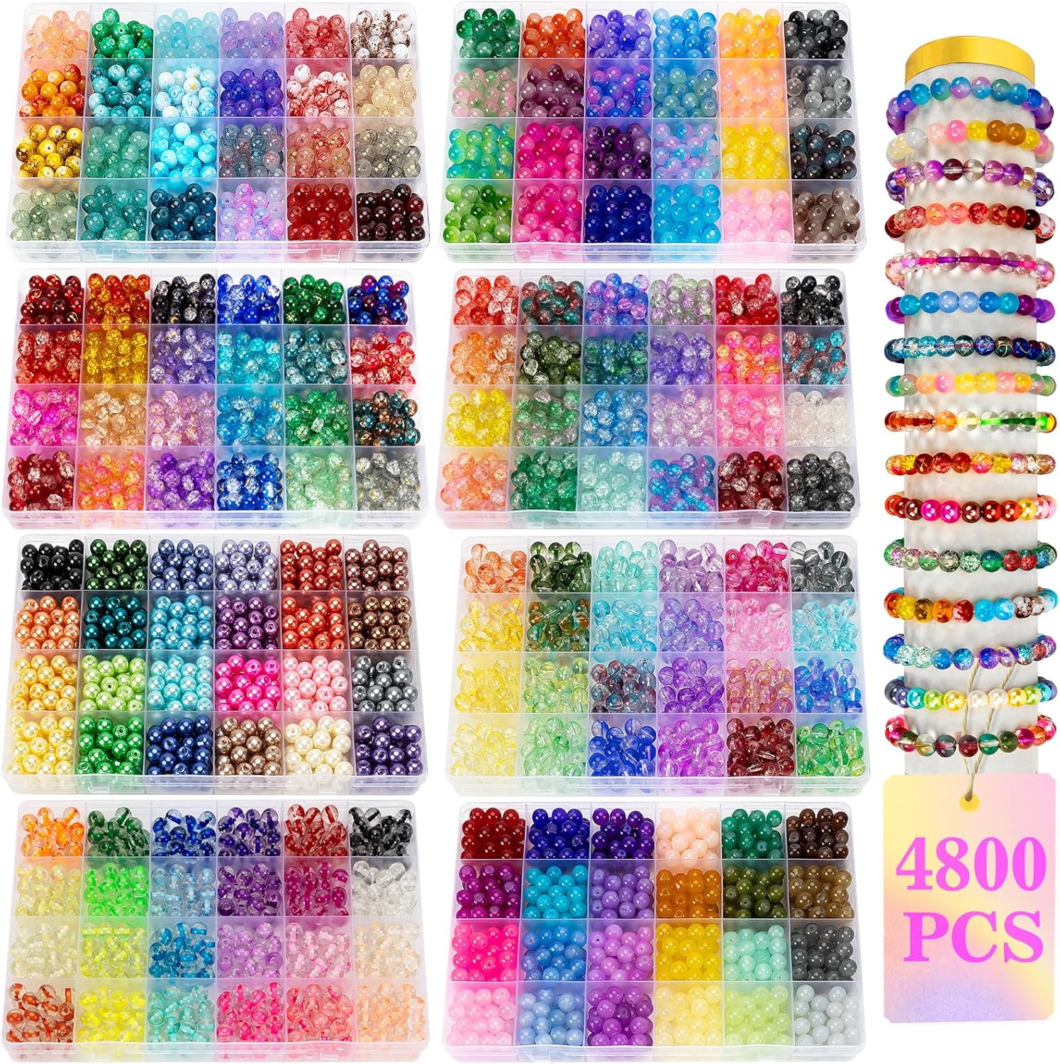XSEINO 192 Colors Glass Beads Bracelet Making Kit for Crafts