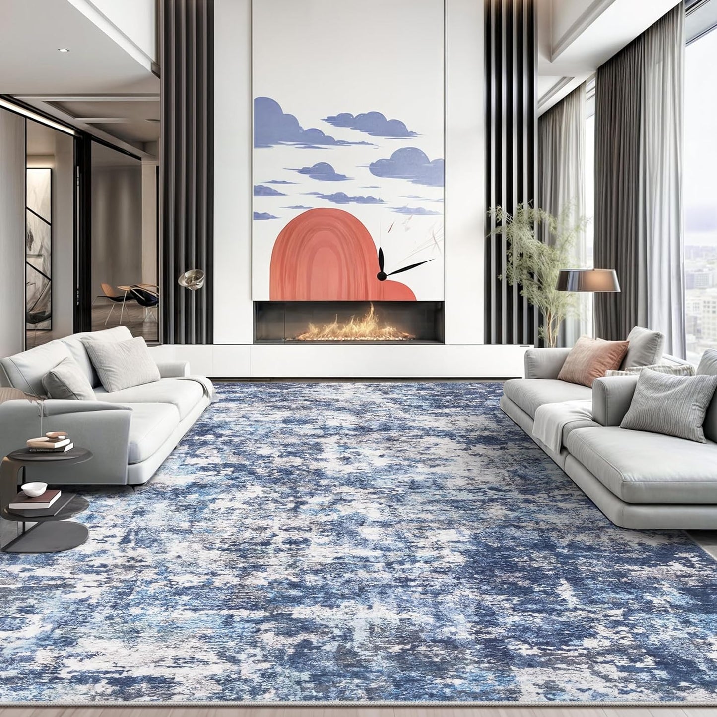 Modern Abstract 8x10 Area Rug for Living Room and Bedroom