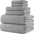POLYTE Oversize Quick Dry Microfiber Bath Towel Set - Waffle Weave