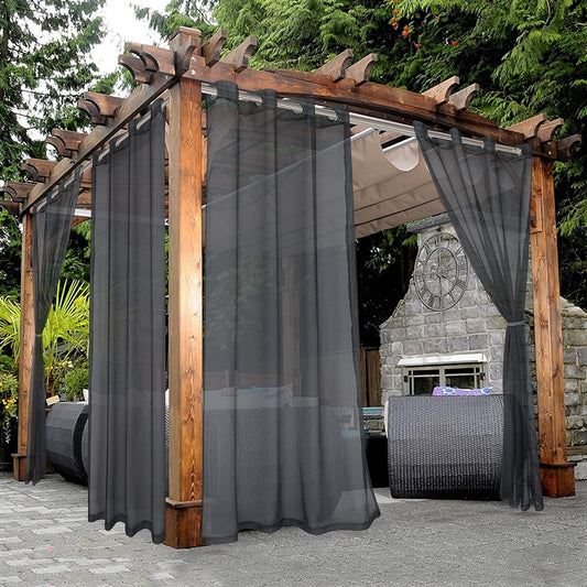 BONZER Outdoor Sheer Curtains for Patio Waterproof - 54 x 120 in