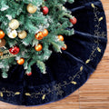 72in Extra Large Christmas Tree Skirt Navy Blue Velvet - Luxury Look