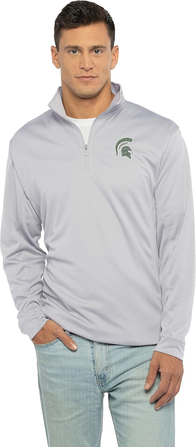 Men's Collegiate Micro Mesh Performance Gray 1/4 Zip Pullover