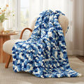 Chunky Knit Chenille Throw Blanket 50x60 - Soft Space-Dyed Blue