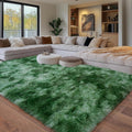 Ultra Soft Tie-Dyed Fluffy Green Rug for Bedroom 8x10 ft