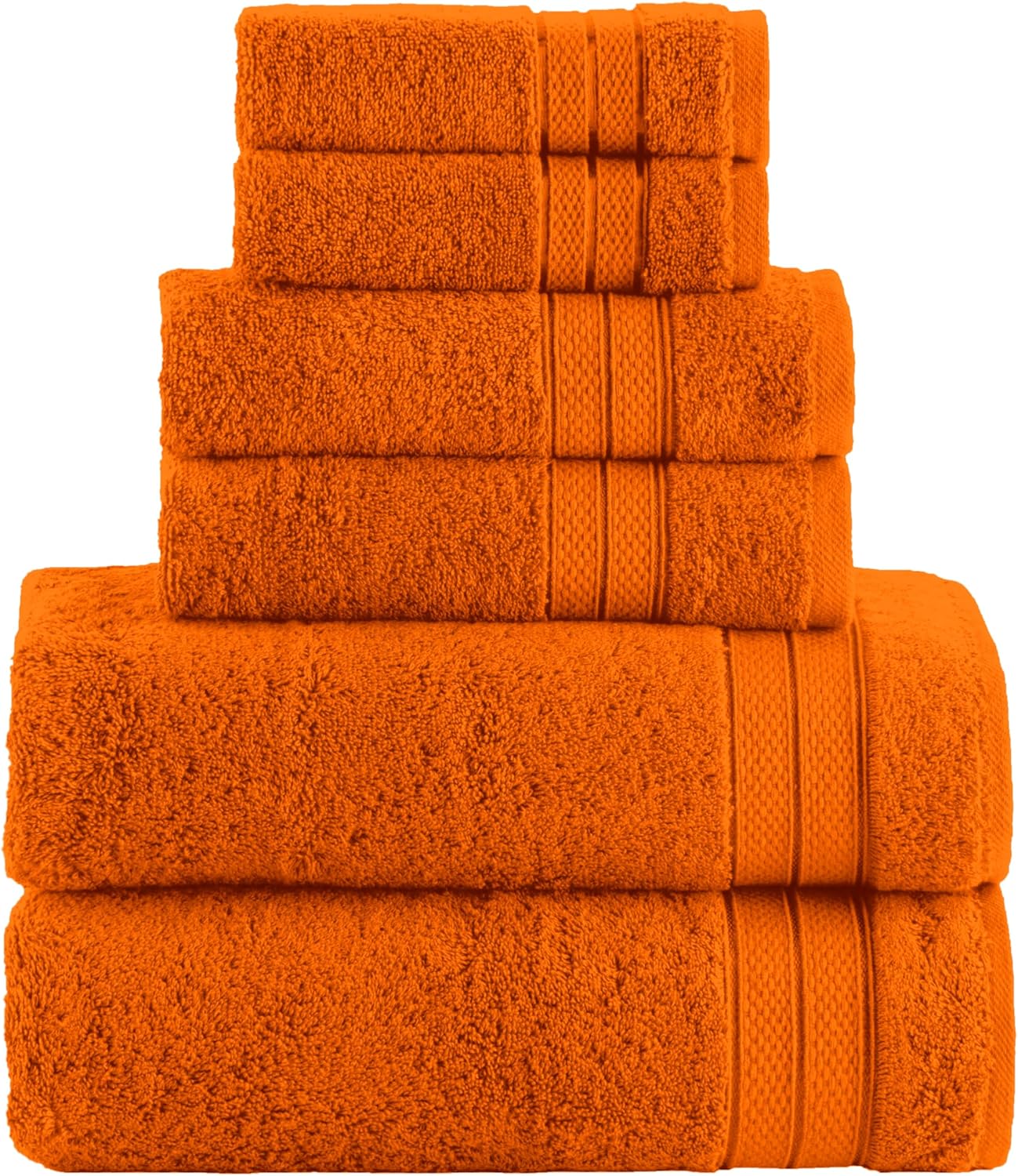 Elegant Comfort Luxury 6-Piece Towel Set in Vibrant Orange