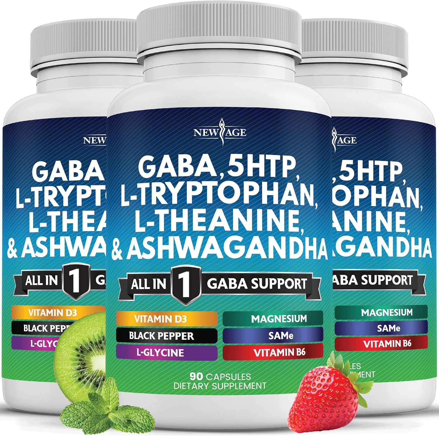 New Age GABA 750mg and 5-HTP Supplement for Balance