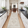 Madane Runner Rug 2 x 8 Beige/Brown - Washable Non-Slip Hallway Runner