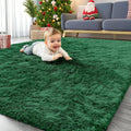 OLANLY Area Rug 4x5.9 ft Dark Green - Machine Washable, Soft Shaggy