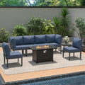 Kullavik Patio Furniture Set 8-Piece Sectional Sofa - Modern Fire Pit