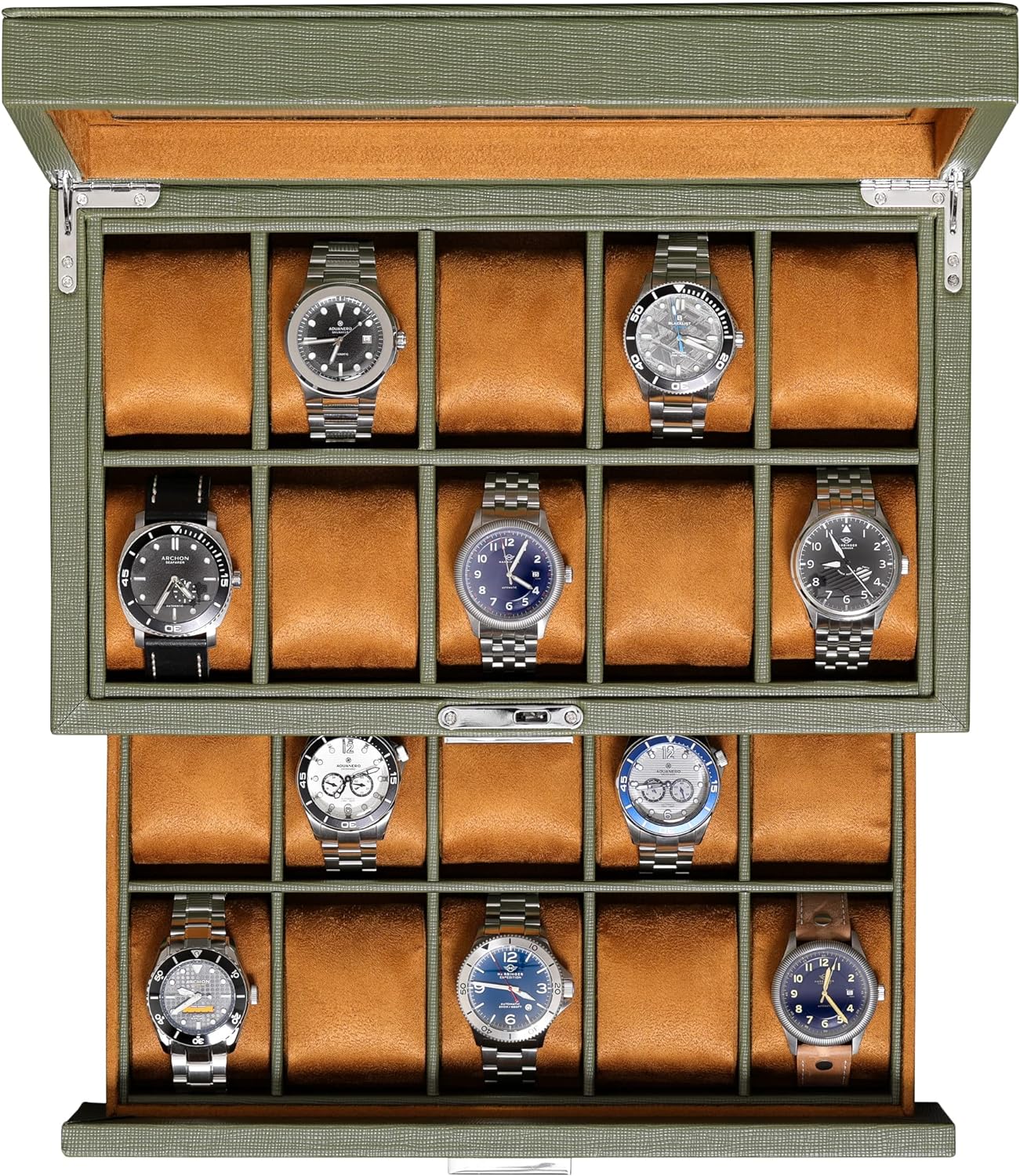 Luxury 20-Slot Leather Watch Box - Securely Organize Watches