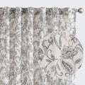 Lazzzy Linen Black Floral Curtains 90 in Length - Light Filtering